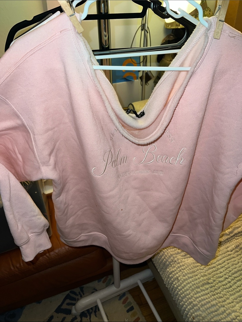 Source Unknown Pale Pink 'Palm Beach' Embroidered Sweatshirt